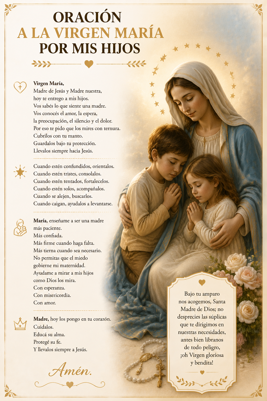 Carta real: Oración a la Virgen María por mis hijos