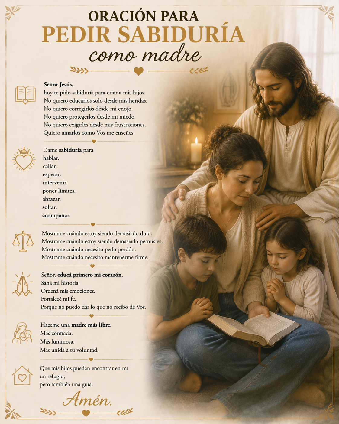 Oración para pedir sabiduría como madre