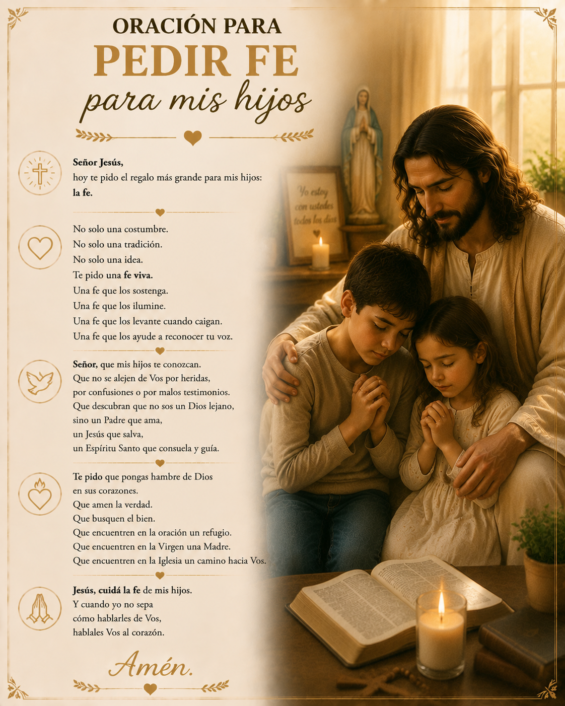 Carta real: Oración para pedir fe para mis hijos