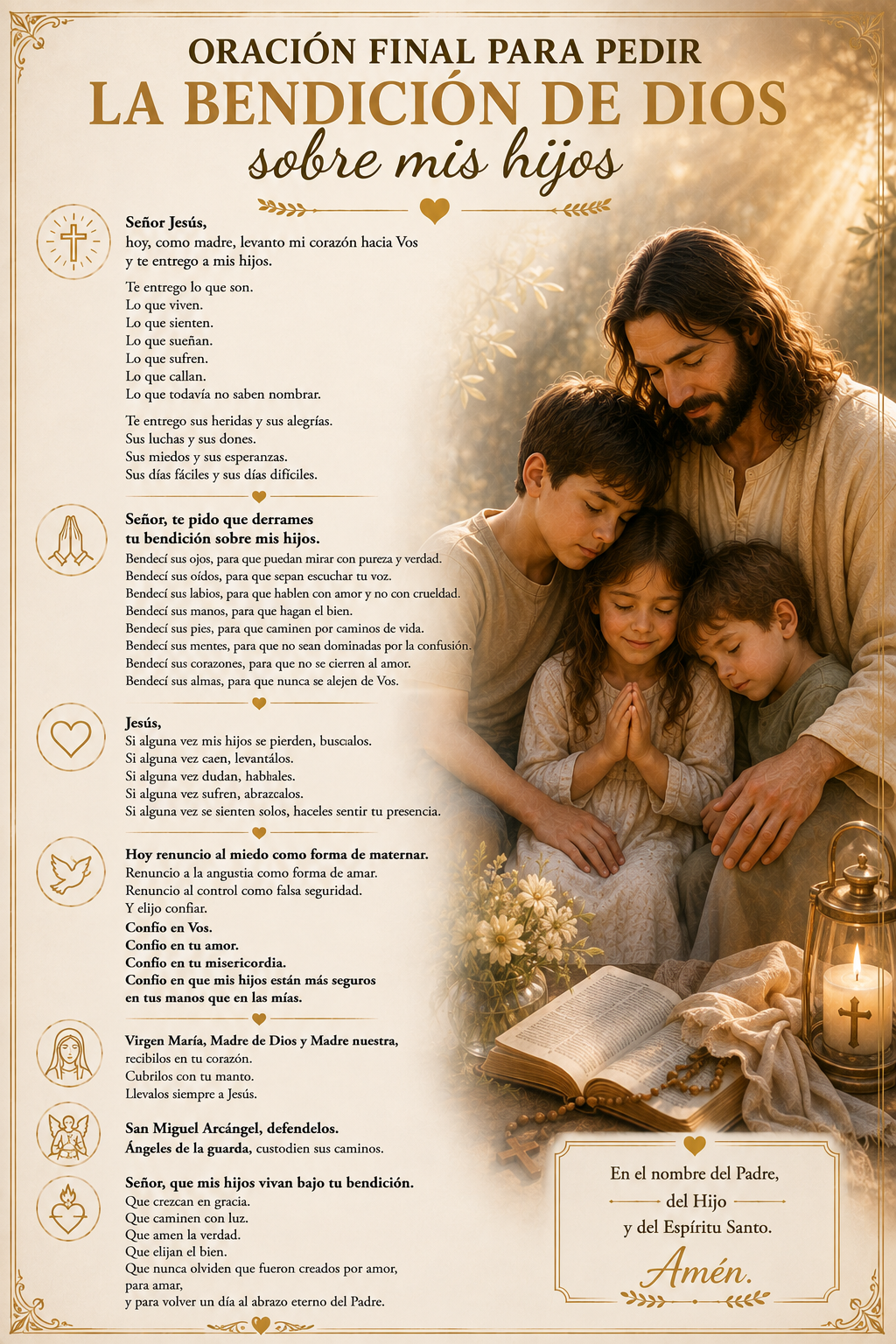 Oración final para pedir la bendición de Dios sobre mis hijos